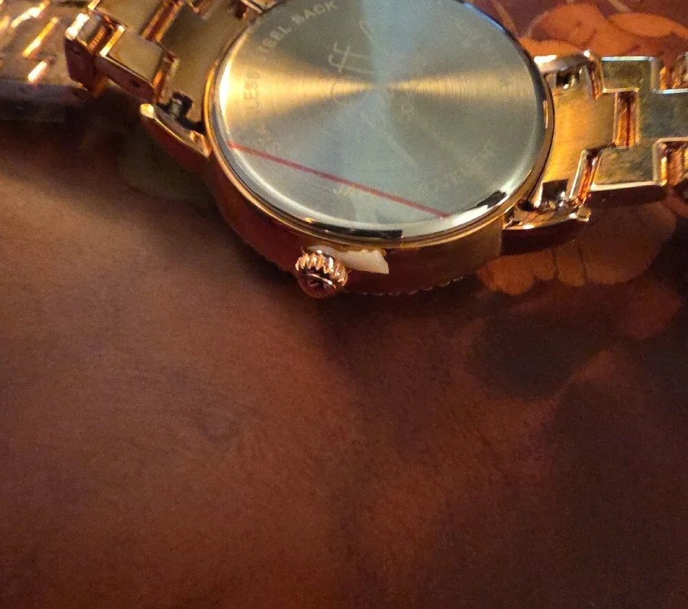 Off Park Collection (TM) Multicolor Crystal Rose Tone Butterfly Watch